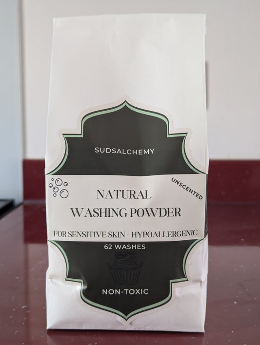 SudsAlchemy Natural Washing Powder - 62 washes, Non-Toxic, Eco Friendly, For Sensitive Skin - HYPOALLERGENIC